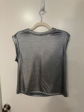 Anthropologie Metallic Silver Sleeveless Tank Top